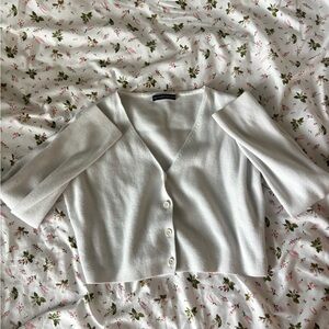 Brandy Melville White Cropped Cardigan